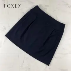 美品 フォクシー タックフレアスカート ショート丈 黒 サイズ38*NB747