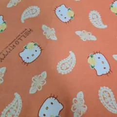 ⑳ハローキティ 綿生地 オレンジ ペイズリー