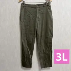 CINEMA CLUB カジュアルパンツ カーキ 3L ゆったり大きいサイズ