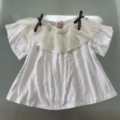 フリル付きホワイト半袖シャツ 150㎝