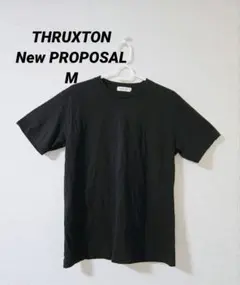 【THRUXTON 】ストレッチ素材シンプル黒半袖Tシャツ