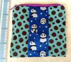 ハンドメイド　畳縁　パンダ　ポーチ　和風　日本　土産 ハンドメイド ポーチ 畳縁 和風 日本 パンダ 1点限り！！の通販