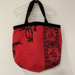 フラ レッスンバッグ ハワイアン トートバッグ 赤