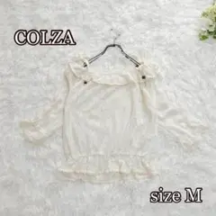 COLZA オフショルダークロシェニットカットソー（M）ホワイト系