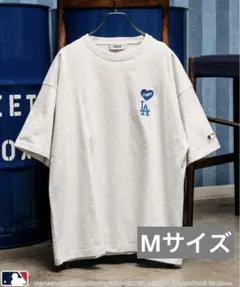 【別注】 MLB公式 ドジャース ハートロゴ刺繍Tシャツ 半袖トップス Mサイズ