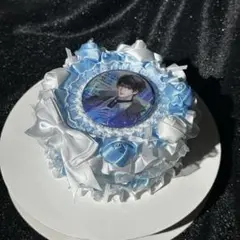 ケーキの痛ロゼット×缶バッジ× 痛バッグ× ピンク推し活最前線 水色ロゼット