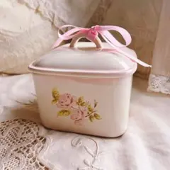 お値下げ♡イマン♡ダイアナローズ陶器キャニスターマニーローズバスケット薔薇ニトリ