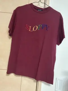 SLOPPY 刺繍 半袖Tシャツ バーガンディ
