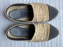 CHANEL シャネル エスパドリーユ ベージュ ネイビー
