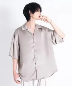 ADRER エクストラオリティーポリサテンオープンカラーシャツ M