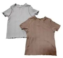 アプレレクール トップス メロウTシャツ くすみピンク くすみブルー 2枚 90