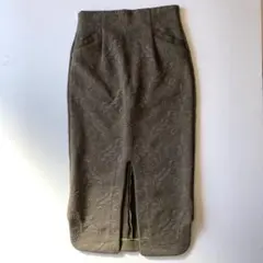 ★マメクロゴウチ★タイトスカート★エンブロイダリー刺繍★カーキ★Mサイズ★