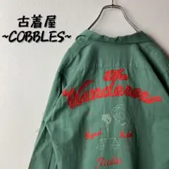 【人気グリーン】WACKO MARIAオープンカラー古着L緑オールシーズン◎