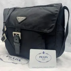 美品✨プラダ テスートナイロン×レザー ショルダーバッグ 三角ロゴ ブラック