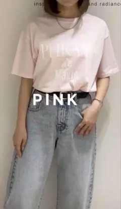 Arpege story カラーロゴTシャツ 半袖Tシャツ カットソー ピンク