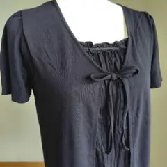 重ね着風カットソー 黒 M