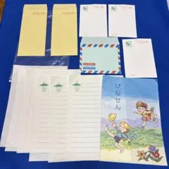 ミニチュア　便箋　ハガキ　昭和　レトロ　レターセット　封筒　葉書　ランプ