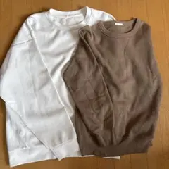 GU ホワイト・ブラウン トレーナー スウェット XL M 2点セット