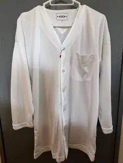 HOOH 鯉口シャツ　メンズ　メッシュ　白