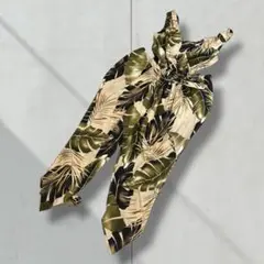 2957【一点物】オールインワン　カシュクール　ボタニカル　ベルト　ノースリーブ