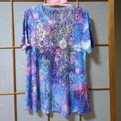 Jeune D'AZUR 花柄グラデーション 半袖Tシャツ　チュニック