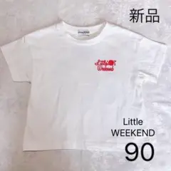 トップス　90 新品　白　半袖　Little Weekend Tシャツ しまむら