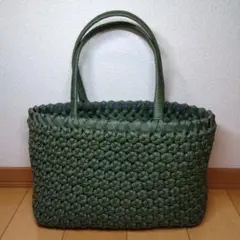 深緑色 クラフトバッグ　トートタイプ
