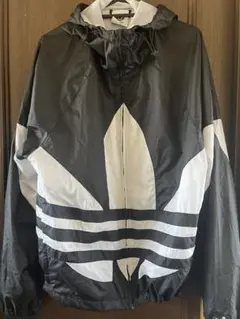 adidas ナイロンジャケット L 黒/白