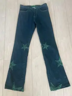 ブーツカットデニム⭐️みどりの星デザイン
