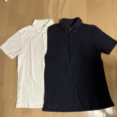 2枚セット　無印良品　ポロシャツ　紺色　白色　メンズLサイズ
