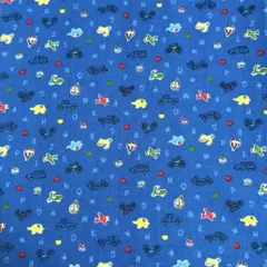【新品未使用】②青地LECIENルシアンMinny☆Muuのりもの生地男の子柄