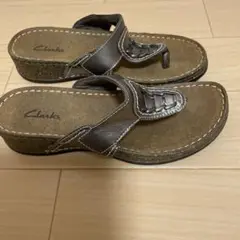 【極美品】クラークス　サイズ6 レザー トングサンダル