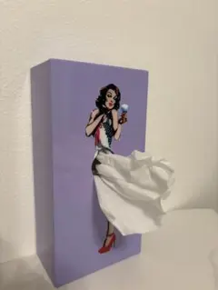 イラスト付きボックスティッシュ 紫色
