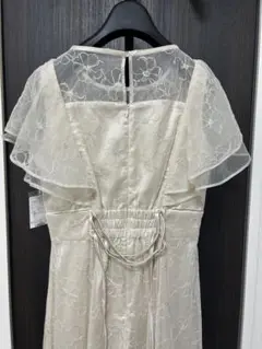 WILLSELECTION ラッフルスリーブレースドレス ベージュ