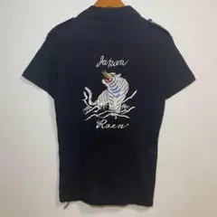Roen ブラック 半袖シャツ 虎刺繍　開襟オープンカラー　スカシャツ　タイガー