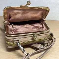スマホホルダー ピンクドット サコッシュ　がま口財布　キルティング ショルダー