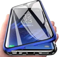 ﻿iPhone11promax 青 iphoneケース 両面クリアガラスケース