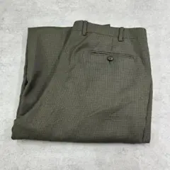 ラルフローレン　スラックスパンツ　2タック　千鳥格子柄　古着　ブラウン　W35