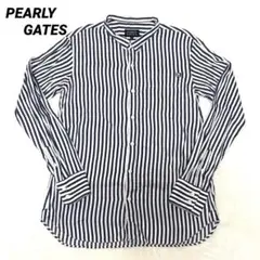 【美品】パーリーゲイツ　ゴルフウェア　長袖　シャツ　ストライプ柄　メンズ　4 M