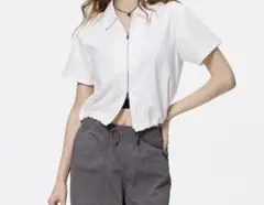 GU フロントジップシャツ　M