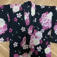 浴衣 ブラック×ピンク×ラメ 紐 絞り兵児帯 セット