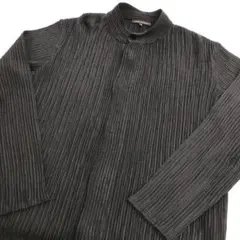 Adolfo Dominguez スタンドカラー プリーツ シャツ 黒 52