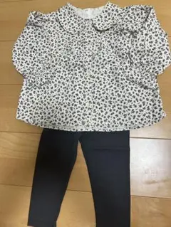 H&M 花柄シャツ&ブラックレギンス 18M 86センチ　コーデュロイ　セット