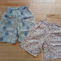 ハーフパンツ ２枚セット 110cm＆130cm ポケット有り 赤＆青系