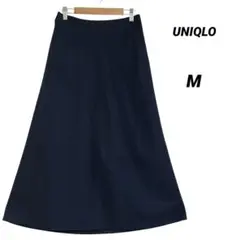 美品/UNIQLO/ユニクロ/リネンコットンロングスカート/サイズM/ネイビー