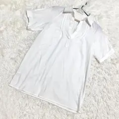 any SiS✨良品　スキッパーシャツ　ブラウス　半袖　ホワイト　（M）