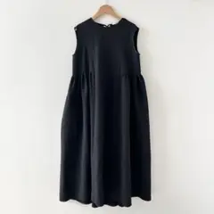 美品✨yori フクレサイドギャザーワンピース　ブラック　34