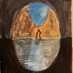 抽象画 愛のシーン アクリル画