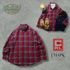 CHAPS RALPH LAUREN BDネルシャツ レッド系 (No.130)