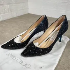 Jimmy Choo ジミーチュウ ハイヒール ネイビー グリッター ラメ 紺